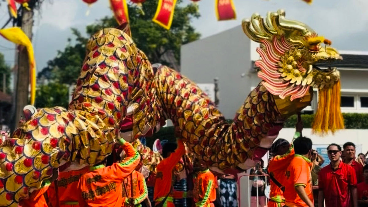 February in Koh Samui, Chinese dragon at Chinese New Year event in Maenam