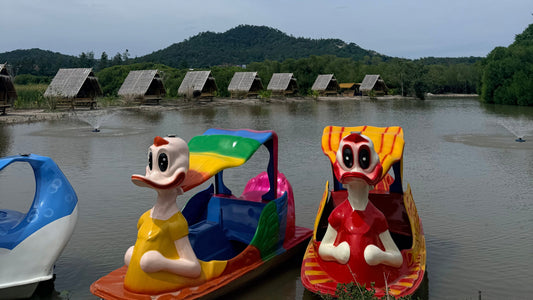 Pedalos on a late at Farm in Chaweng in Koh Samui